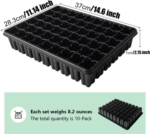 Miniatura 2 de RooTrimmer Bandejas de Semillero de 54 Celdas, Bandeja Plana de Alvéolos Profundos de 2.8", 10 Piezas Bandejas de Germinación de Agujeros Grandes