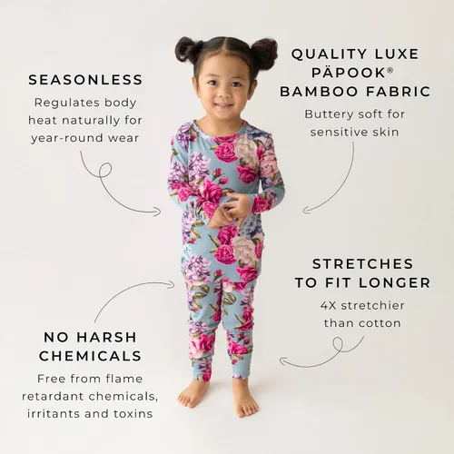 Miniatura 3 de Posh Peanut Girls Pajamas Set - Soft Viscose from Bamboo Kids Two Piece PJ - Easy Care Toddler Sleepers Little Girl Clothes