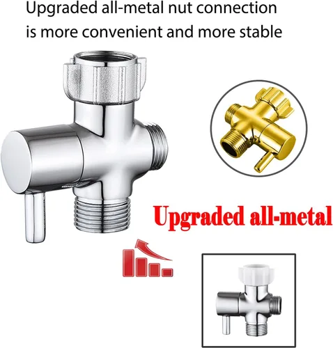 Miniatura 5 de Adaptador de bidé T con válvula de cierre, válvula T de 3 vías para bidé, adaptador T de metal para inodoro de mano, 7/8 "x 7/8" × 1/2" o 3/8