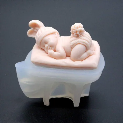 Miniatura 2 de 2 moldes de silicona para jabón con diseño 3D para bebé, lindo molde para hacer velas, pasteles, chocolate, fondant, manualidades de resina