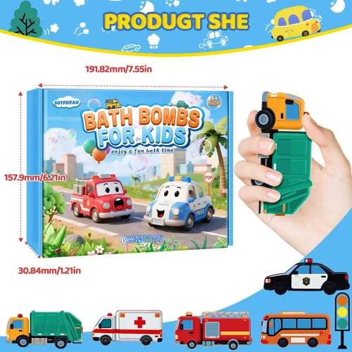 Miniatura 8 de Bombas de baño para niños, regalos STEM para niños y niñas de 3 a 12 años, auto hecho a mano, paquete de 6 juguetes naturales orgánicos de burbujas