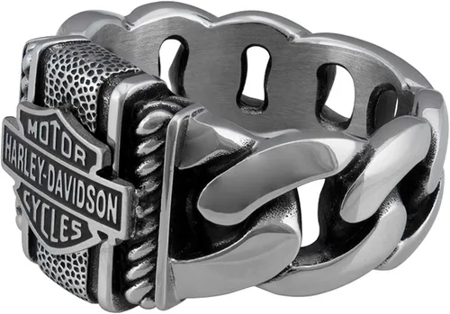 Miniatura 2 de Harley-Davidson Bar & Shield - Anillo de metal de acero inoxidable para hombre, color plateado
