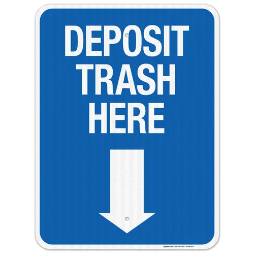 Miniatura 12 de Deposit Trash Here con letrero de flecha hacia abajo, (SI-69956) 10 x 7 pulgadas, calcomanías de vinilo de 4 mil, resistentes a la intemperie