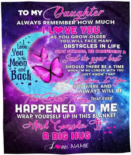 Miniatura 14 de Manta personalizada con texto en inglés «To My Daughter from Mom Dad Give You A Big Love Hug Butterfly Daughter Birthday»
