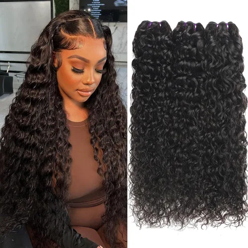 Miniatura 9 de Beauty Queen 16A Paquetes de Cabello Crudo Ondas de Agua 14 16 18 Pulgadas 3 Paquetes 100% Cabello Virgen Brasileño Sin Procesar Paquetes Tejidos