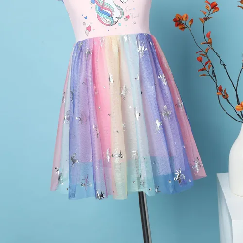 Miniatura 7 de Akyzic Vestido de tul para niños pequeños, disfraz de unicornio para cumpleaños, fiesta de princesa, falda tutú casual de verano para niñas