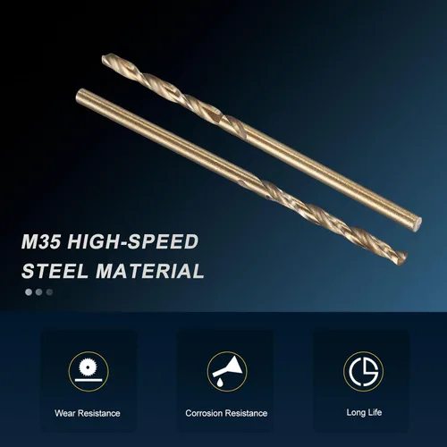 Miniatura 3 de PATIKIL Broca Jobber de 0.039 in, vástago recto M35 cobalto 5% acero de alta velocidad 135° acabado dorado para metal duro de acero inoxidable - 2