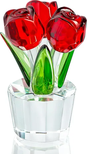 Miniatura 14 de Figuras de ramo de rosas coloridas de cristal, color rojo, rosa, morado, flores, regalo para mujeres, bodas, fiestas, figuras coleccionables