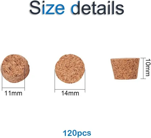 Miniatura 2 de INCREWAY 120 tapones de corcho de madera cónicos de 1/2 pulgada, mini tapón de corcho cónico de repuesto, adecuado para manualidades, tarros