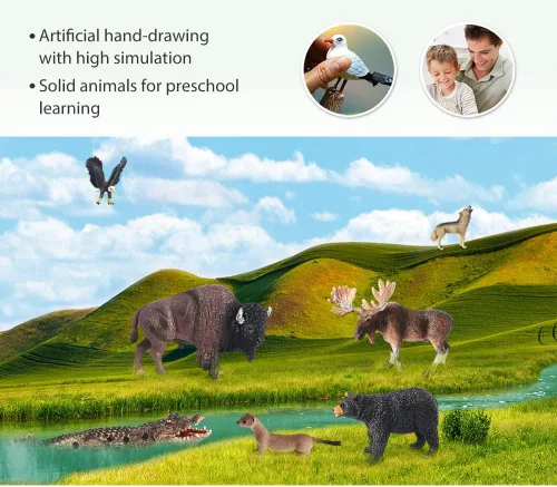 Miniatura 3 de Volnau Figuras de animales de safari, 7 unidades, figuras de América del Norte, paquete de zoológico para niños pequeños, decoración de Navidad