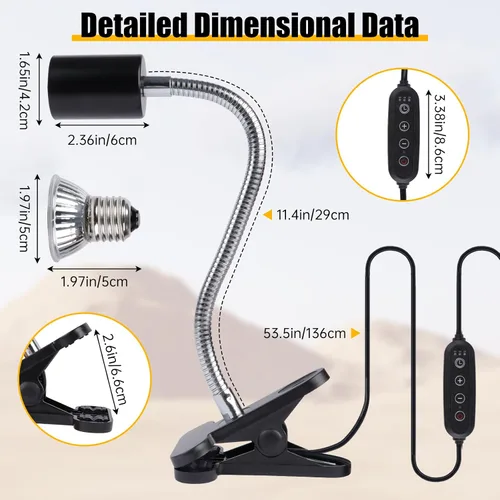 Miniatura 5 de Luz de Calentamiento para Tortugas (Temporizador de Ciclo), Lámpara para Tortugas UVA UVB Bombillas de Calor - Paquete de 2 de 50W, Bombilla de Luz