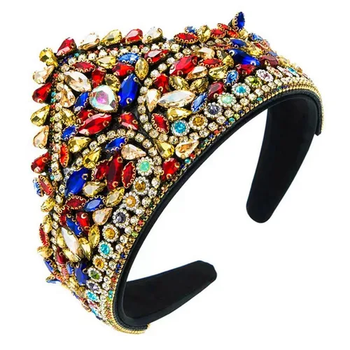 Miniatura 24 de Diadema de moda para mujer, diadema decorativa de diamantes de imitación anchos para mujer, accesorios para el cabello para mujeres y niñas