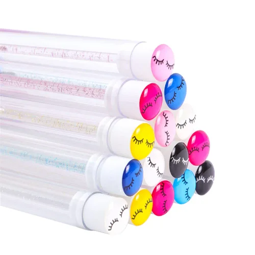 Miniatura 5 de 60 piezas de pinceles desechables de pestañas negras con patrón de pestañas de diamante, carretes de maquillaje, varita de rímel en tubo sanitario