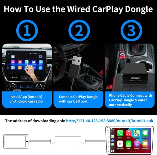Miniatura 3 de Adaptador CarPlay con cable USB para radio de coche con conexión Android 4.2 o superior para duplicación CarPlay con cable compatible con sistema