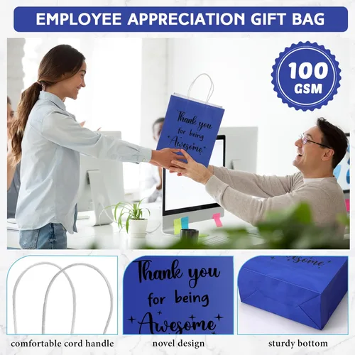 Miniatura 3 de Ctosree 20 bolsas de papel de regalo de agradecimiento para empleados, compañeros de trabajo, colega de trabajo con asas para colega