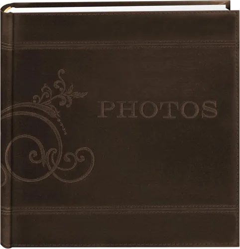 Pioneer - Álbum de fotos de cuero sintético bordado de 8 x 8 pulgadas, marrón