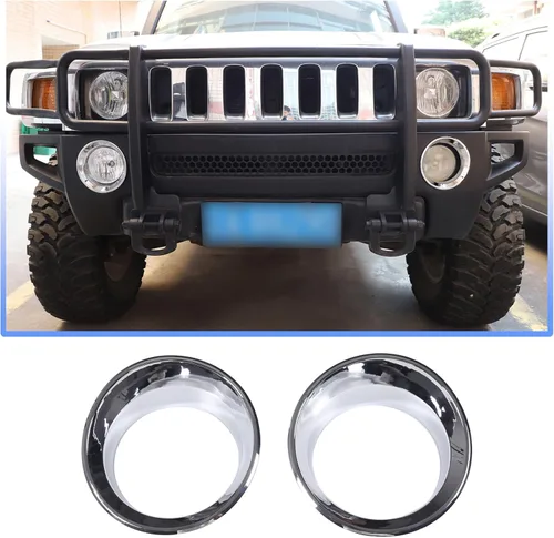 Miniatura 2 de Anillo de cubierta de lámpara antiniebla delantera para accesorios Hummer H3 2005-2009, protector de marco de lámpara antiniebla, parachoques