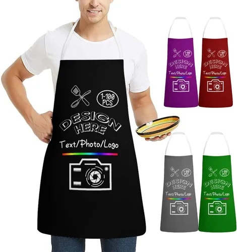 Miniatura 10 de Delantal personalizado para mujeres y hombres, haz tu propio nombre, foto personalizado, delantal de cocina de chef, 1-100 piezas delantales