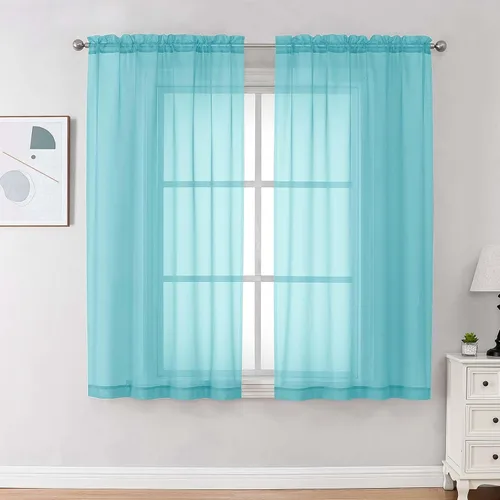 OVZME Cortinas traslúcidas de gasa, filtran la luz, jareta para cortinero, para dormitorio y sala de estar, juego de 2 paneles, 42 pulgadas de ancho