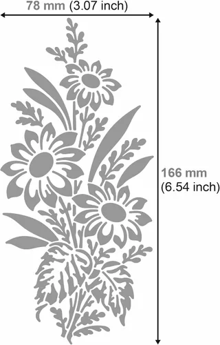 Miniatura 3 de Aleks Melnyk No.273 - Plantilla de metal, girasol en un ramo con flores silvestres, flor de hoja, plantilla pequeña, 1 unidad, plantilla para leña