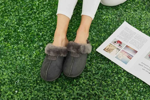 Miniatura 6 de CLPP'LI Pantuflas cómodas de gamuza esponjosa para mujer, de piel sintética, cálidas, para invierno