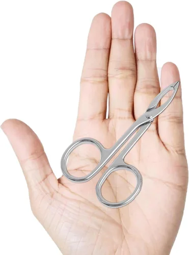 Miniatura 3 de WLLHYF 2 piezas de tijeras para cejas, pinzas con mango de punta recta, removedor de tijeras para cejas, cabello facial, cuidado de las cejas