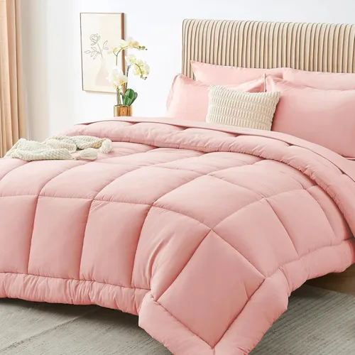 Miniatura 15 de Sasttie Juego de edredón tamaño individual, 5 piezas de cama reversible en una bolsa, juego completo de ropa de cama que incluye edredón, sábana
