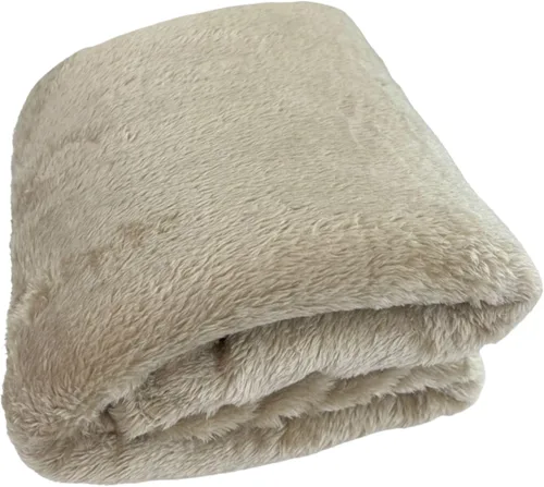 Miniatura 2 de Manta suave de piel sintética, cálida y gruesa, mullida, de felpa peluda de lujo, manta decorativa y acogedora para sofá, cama, silla (beige)