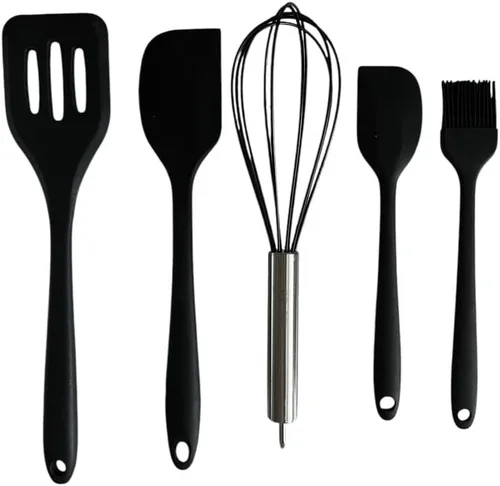 Juego de espátulas de silicona de 5 piezas con batidor de huevos y cepillo para untar, resistentes al calor, antiadherentes, sin BPA, para cocinar,