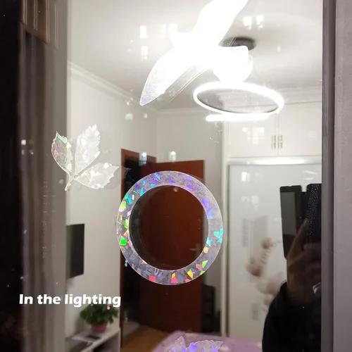Miniatura 7 de Calcomanías holográficas para ventana para golpes de pájaros, recordatorio de vidrio, calcomanías autoadhesivas anticolisión, evita que los pájaros