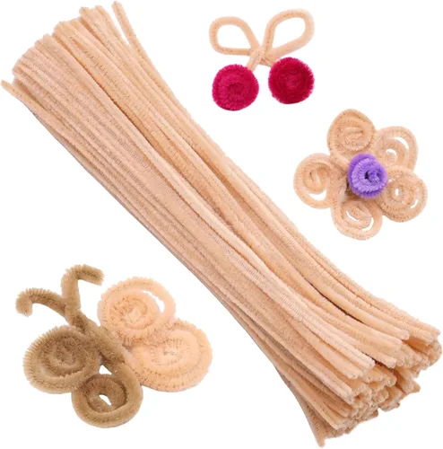 100 Piezas de Limpiadores de Tuberías de Chenilla, Juego de Limpiadores de Tuberías de Color Beige para Manualidades y Artesanías DIY, Tallos de
