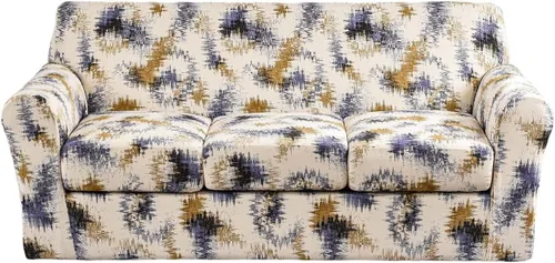 Miniatura 60 de Fundas elásticas para sofá de 1/2/3 cojines, funda estampada con fundas de cojín de asiento separadas, fundas de sofá lavables, protector de muebles