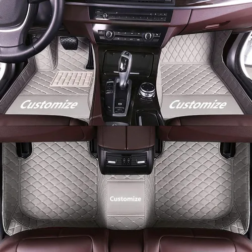 Miniatura 15 de Alfombrillas de cuero personalizadas para automóvil, personalizadas, para camión, sedán, cupé y SUV, revestimientos de lujo con diamantes (beige)