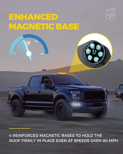 Miniatura 4 de Xprite Barra de Luz Estroboscópica de Emergencia Ámbar para Techo, Luces Intermitentes de Seguridad Beacon de Advertencia con Panel de Control Base