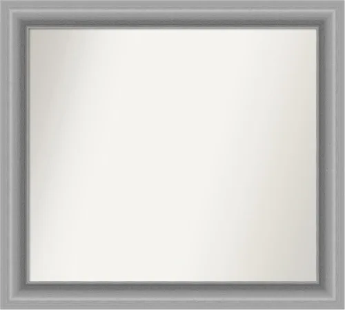Miniatura 283 de Amanti Art Espejo de baño plateado para sobre fregadero, 26 x 26 pulgadas, espejo cuadrado de níquel pulido, marco de madera tradicional mediano, se