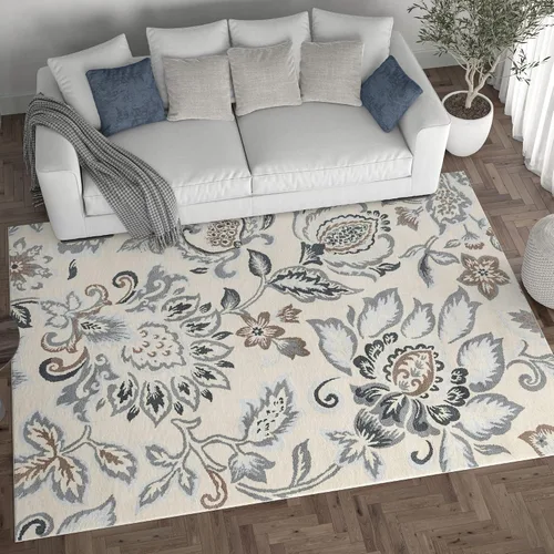 Miniatura 4 de Stella - Alfombra de pasillo de 2 x 8 pies, color crema, alfombra para pasillo, entrada interior, cocina o vestíbulo, alfombra floral - Alfombras
