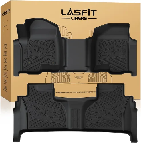 Miniatura 19 de LASFIT Juego completo de tapetes de elastómero termoplástico para todo tipo de clima de ajuste personalizado para automóviles, de 1ª y 2ª fila, 3
