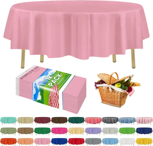 Miniatura 38 de Zimpleware - Mantel redondo de plástico para fiestas de 213 cm (84 pulgadas) de diámetro (paquete de 1, 6 y 12 unidades)