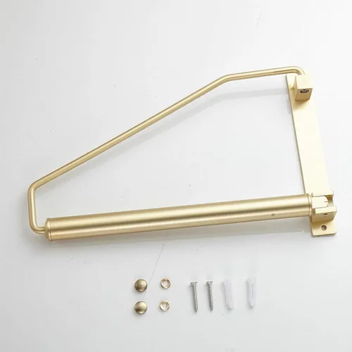 Miniatura 9 de NEWRAIN Soporte Plegable para Ropa Montado en Pared, Gancho de Latón Sólido con Brazo Basculante, Sistema de Colgar Ropa para Armario, Organizador