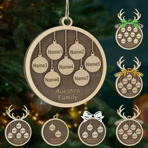 Miniatura 25 de Adornos de Navidad personalizados, familia de 1 nombre, adornos de Navidad de madera personalizados, decoración personalizada, decoración de árbol