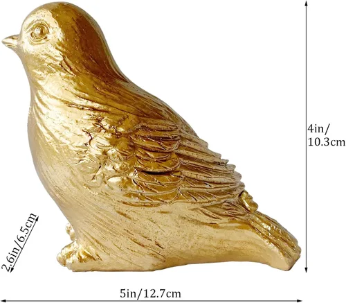 Miniatura 2 de Estatua de pájaro dorado, figura de animal, decoración del hogar, escultura de pájaro para estantería de escritorio de oficina en casa