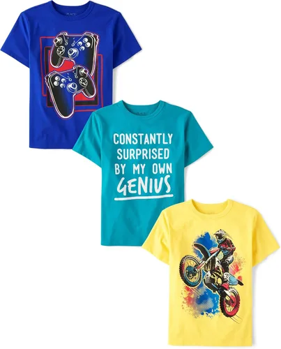 Miniatura 13 de The Children's Place Paquete de 3 camisetas gráficas de manga corta para niños