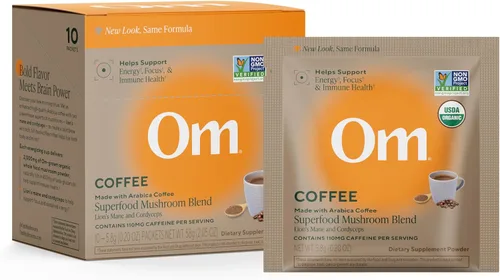 Miniatura 10 de OM MUSHROOM SUPERFOOD Morning Energy Blend - Mezcla de bebida de hongos sin café con Cordyceps, melena de león, rodiola y vitamina D2 - Energía