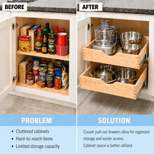 Miniatura 8 de Couver Cajones extraíbles para armarios, estantes de madera deslizables de cierre suave organizador de almacenamiento para cocina, acabado