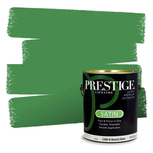 Miniatura 186 de Prestige Paints - Pintura exterior e imprimación en uno, 1 galón, plano, compatibilidad comparable con el color menta «Whipped Mint» de Behr
