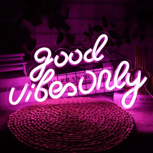 Miniatura 12 de Good Vibes Only - Letreros de neón para decoración de pared, luces de neón, letreros LED adecuados para sala de estar, bar de cerveza, sala de Blanco