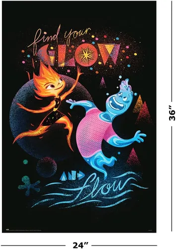 Miniatura 2 de Elemental - Póster de película de Disney/Pixar (Find Your Glow And Flow) (tamaño: 24 "x 36")