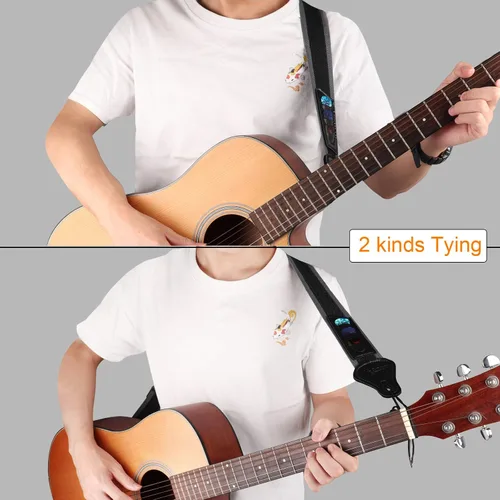 Miniatura 4 de Correa de guitarra con 3 soportes para púa, para guitarra eléctrica y acústica