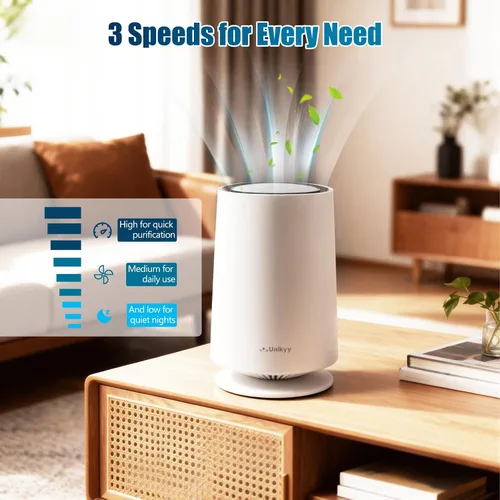 Miniatura 5 de LumiAir Mini - Purificadores de aire para dormitorio, hogar, oficina, dormitorio, filtro de aire HEPA súper silencioso con luz nocturna LED, USB