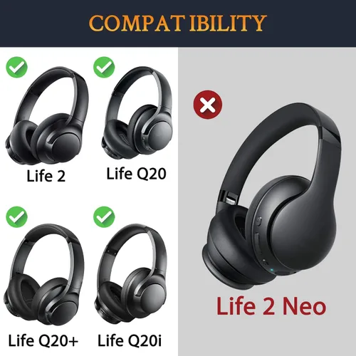 Miniatura 2 de SOULWIT Almohadillas de enfriamiento para auriculares Anker Soundcore Q20/Life 2 (no compatibles con Life2 Neo), almohadillas para los oídos